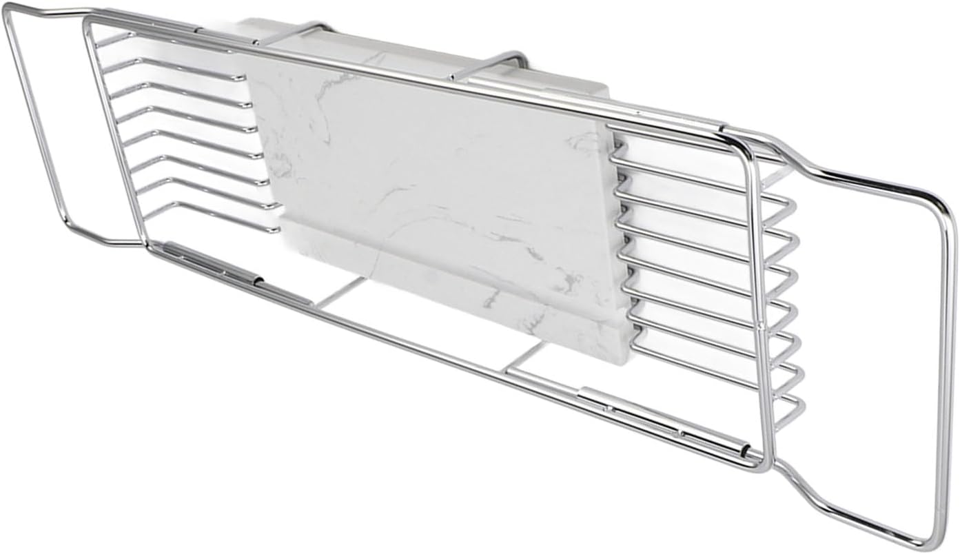 Fafeicy Metal Marble Bathtub Rack - Space Saving Multi Functional