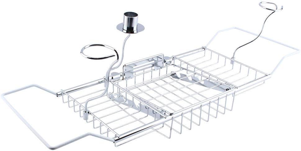 Zerone Expandable Bath Tray with Reading Rack and Wine Holders