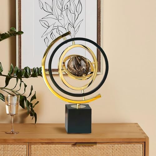 Modern Abstract Metal Globe Sculpture Decor