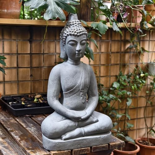 VANZUNE 26H Gray Buddha Statue for Home Decor