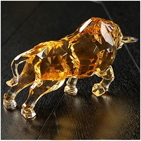 FengShui Bull Statue Acrylic Desk Decor Amber