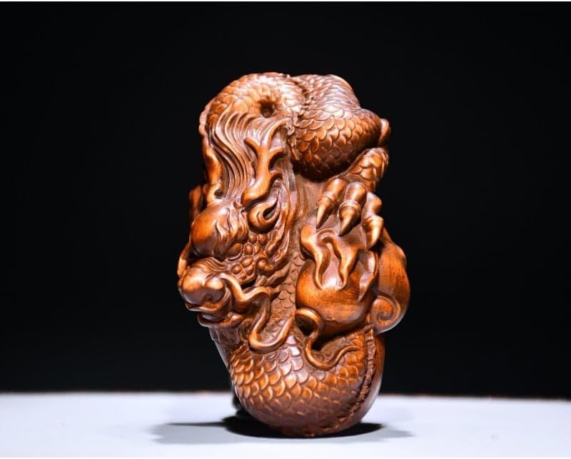 Handcrafted Boxwood Zodiac Dragon Statue