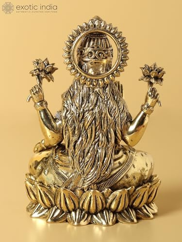 Exotic India Small Brass Goddess Lakshmi Statue