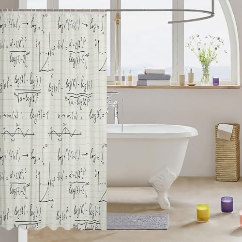 Feelyou Maths Shower Curtain Set 72x78 Waterproof Beige 1