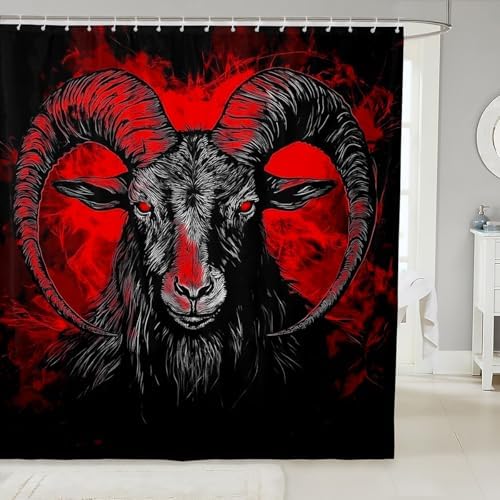 Jejeloiu Goat Head Bath Curtain Set 84 L x 72 W