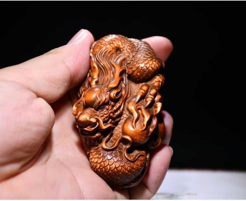 Handcrafted Boxwood Zodiac Dragon Statue