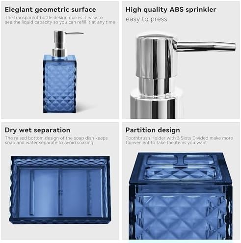 Seeatoo 4PCS Blue Bathroom Accessory Set