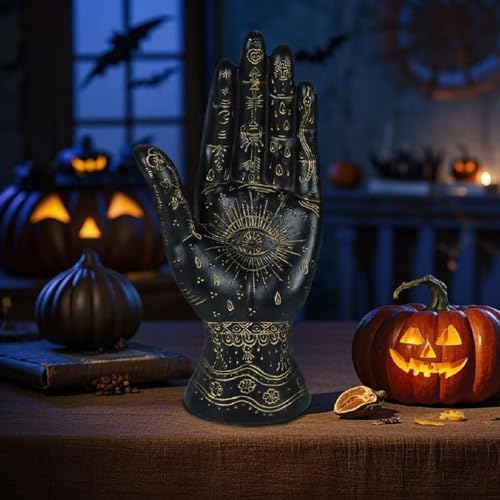 Skyant Palmistry Hand Resin Statue with Symbols Black