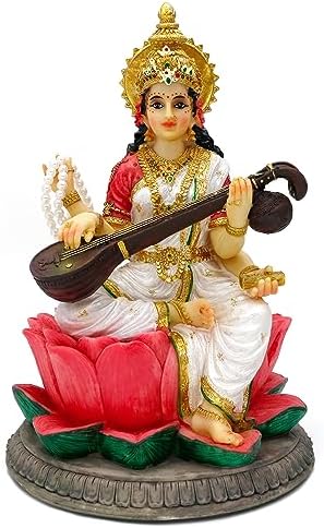 Hindu Goddess Saraswati Statue 86 Inch Handmade Decor