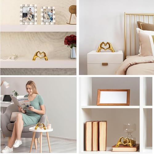Gold Heart Hands Sculpture Decor for Modern Homes