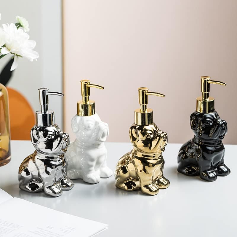 Black Dog Shape Ceramic Soap Dispenser with Pump