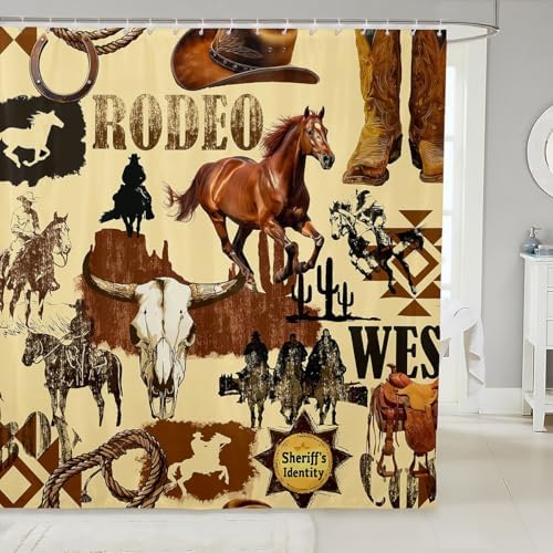 Feelyou Western Horse Bath Curtain Set for Kids 1