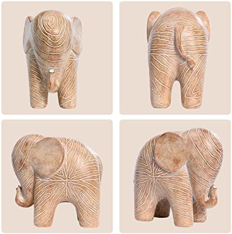 Kakizzy Elephant Statue African Wood Decor Boho Style