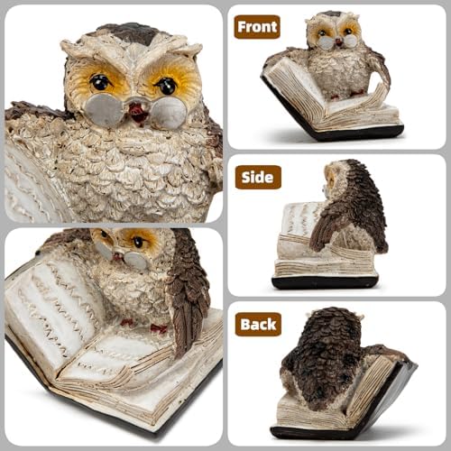 Brighomrom Adorable Reading Owl Statues Set