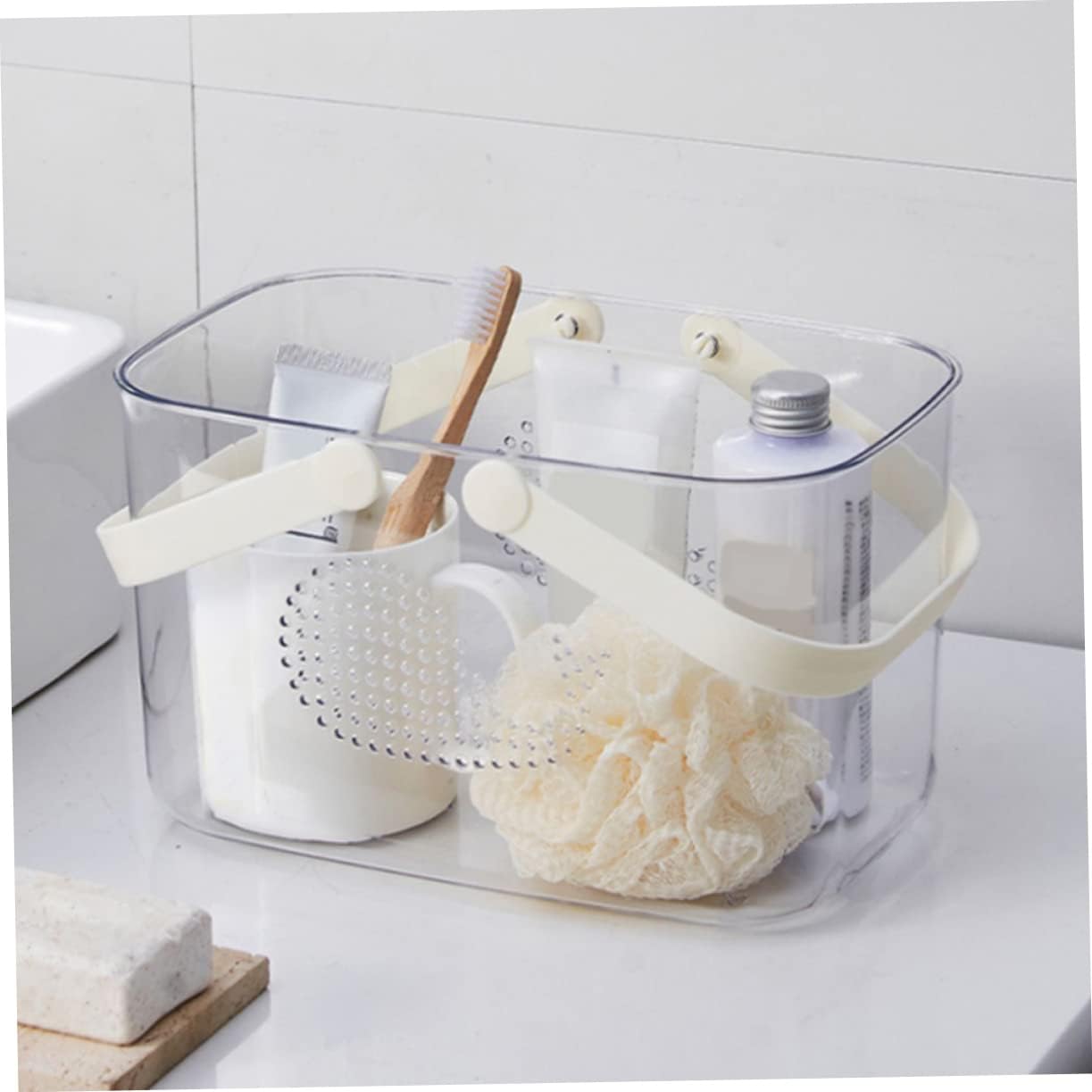 LIFKOME Plastic Bath Basket with Handle Organizer