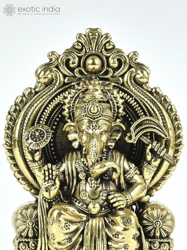 Small Superfine Brass Ganesha Statue Lalbaugcha Raja Pooja Idol