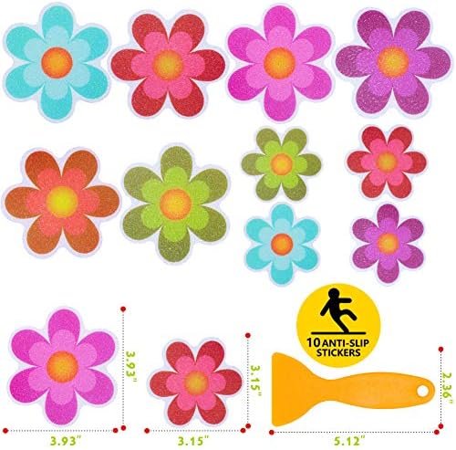 Hebayy 10 Pack Non-Slip Flower Bath Deco Stickers