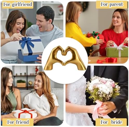 Gold Heart Hands Sculpture Decor for Modern Homes