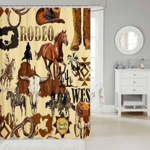 Feelyou Western Horse Bath Curtain Set for Kids 1