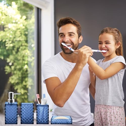 Seeatoo 4PCS Blue Bathroom Accessory Set