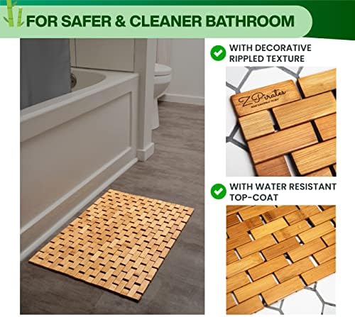 ZPirates Bamboo Bath Mat - 24 x 16 x 04 Inches