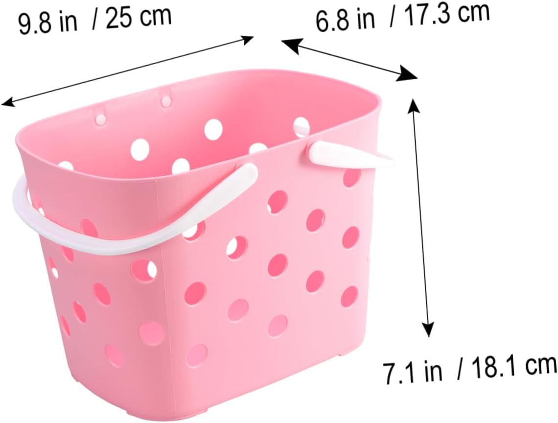 MAGICLULU Pink Plastic Bathroom Storage Handle Basket