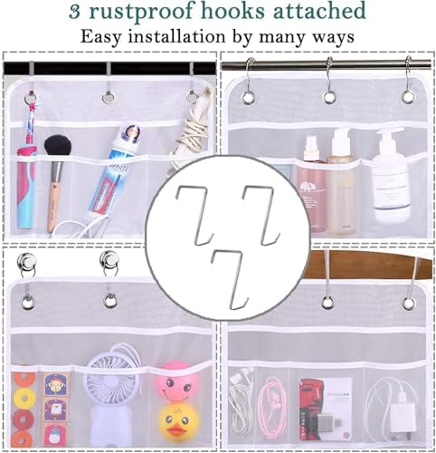 MISSLO Hanging Mesh Shampoo Shower Organizer with Door Hooks 1