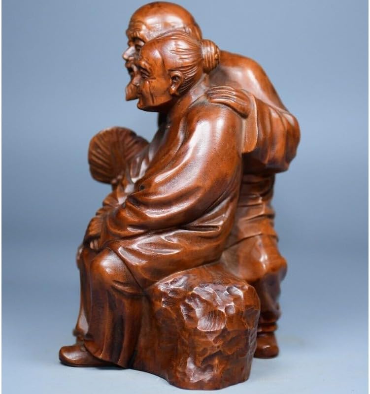 Boxwood Meditating Woman Statue Handcrafted Decor