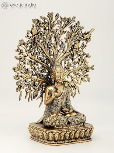 Exotic India Superfine Buddha Brass Statue - 6 Inch Zen Decor