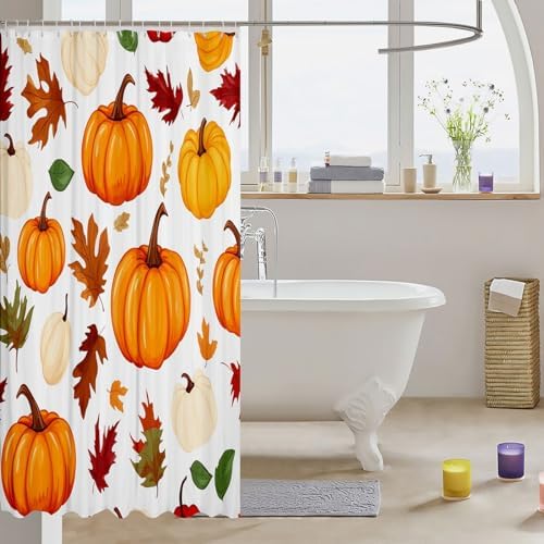 Feelyou Pumpkin Bath Curtain Set for Kids 72x72
