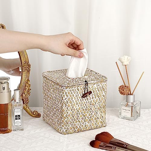 Sumnacon Seagrass Tissue Box Cover with Lid