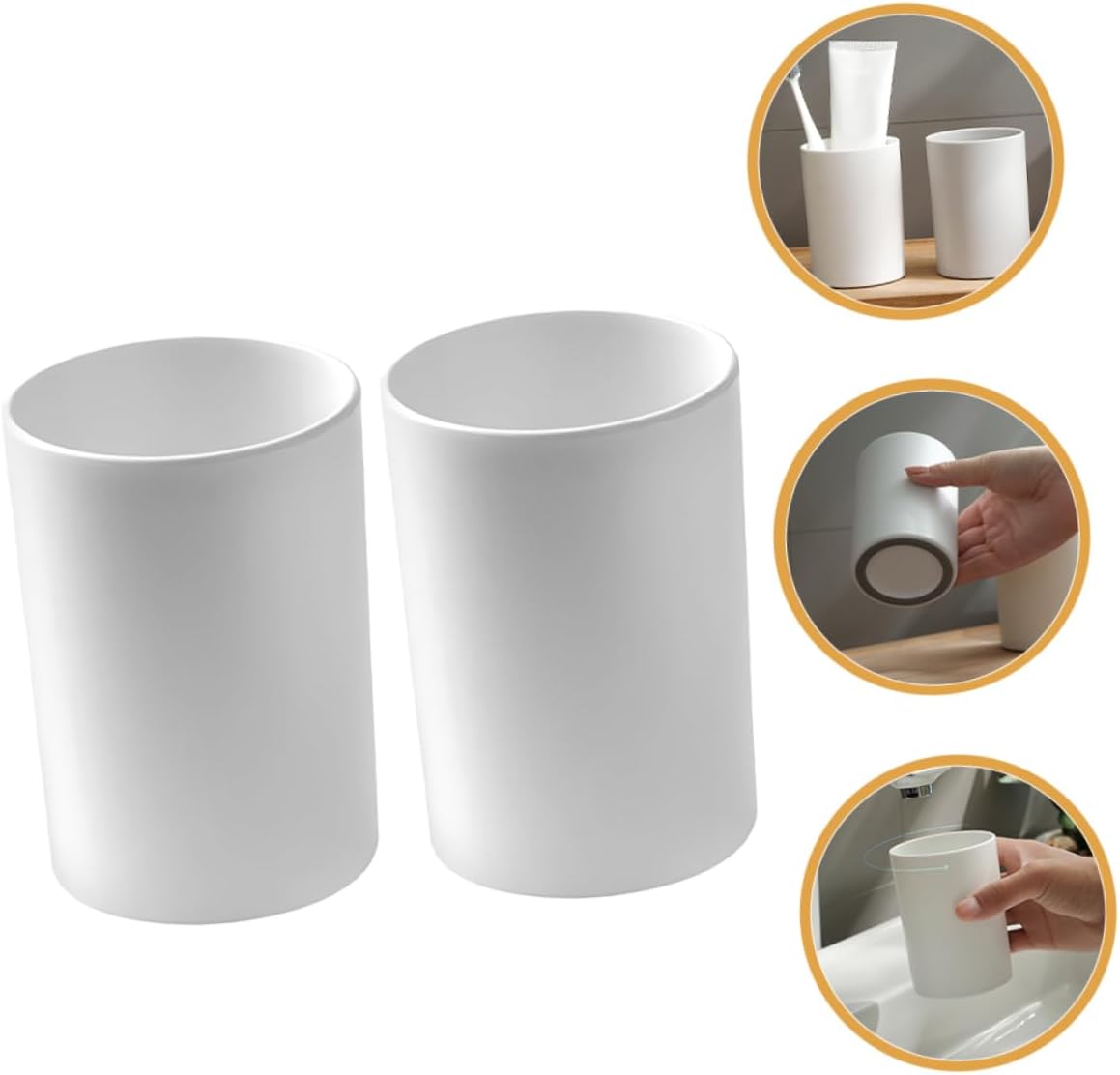 Bathroom Tumbler Cup Reusable Toothbrush Holder Large Capacity White 1