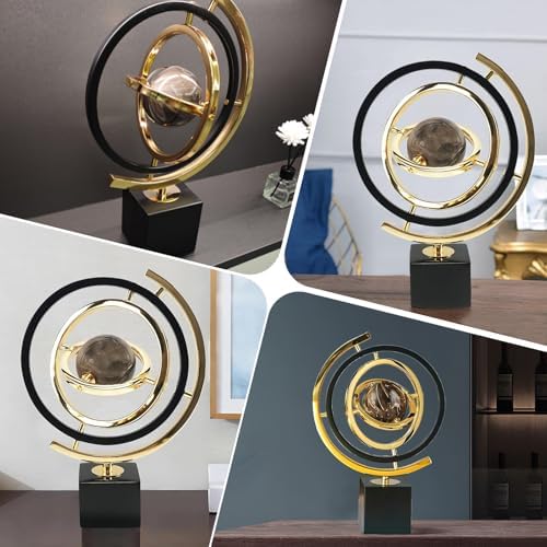 Modern Abstract Metal Globe Sculpture Decor
