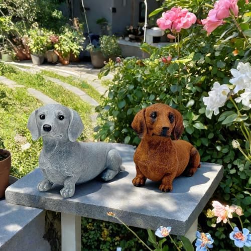 Dachshund Resin Figurine Decor - Grey