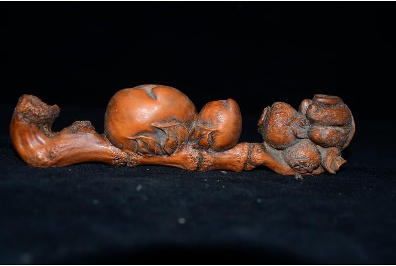 Handcrafted Boxwood Peach Lucky Statue Decor