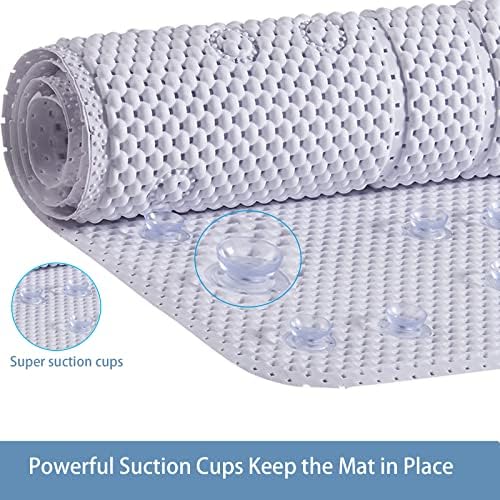 Webos Soft Bathtub Mat Non Slip with Suction Cups 40x16 Inch White