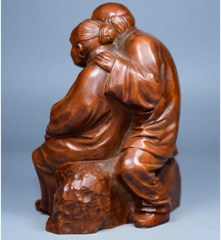 Boxwood Meditating Woman Statue Handcrafted Decor