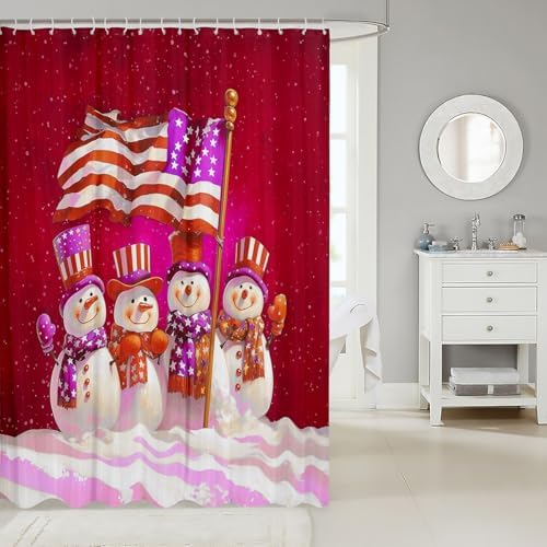 Feelyou Snowman Bath Curtain Set 72x72 Waterproof Kids Christmas