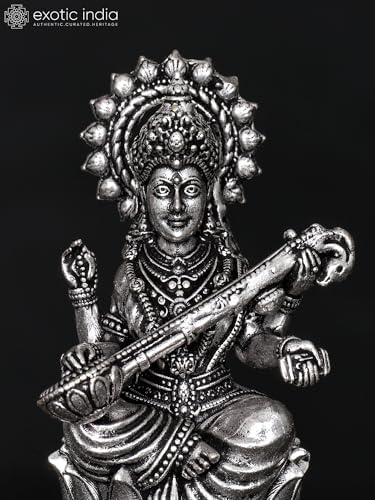 Exotic India Small Superfine Saraswati Brass Statue