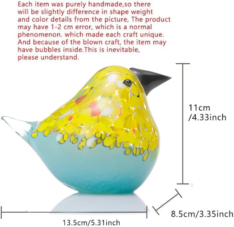 Handmade Glass Bird Ornament Home Decor Statue