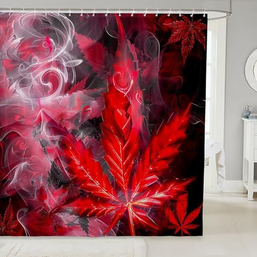Erosebridal Cannabis Leaves Bath Curtain Set 1