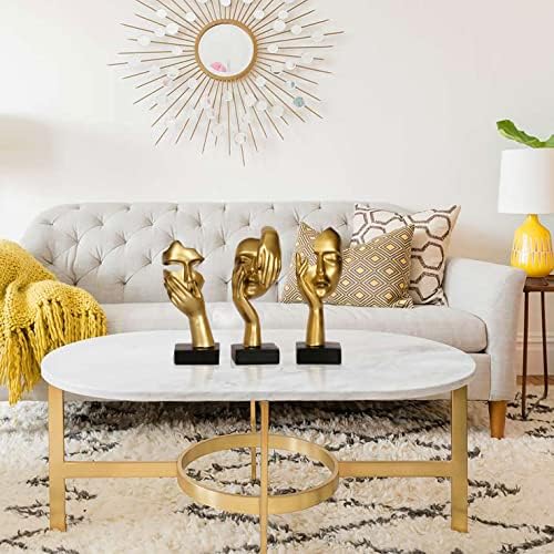 3 Piece Thinker Statue Gold Home Decor Resin Sculptures