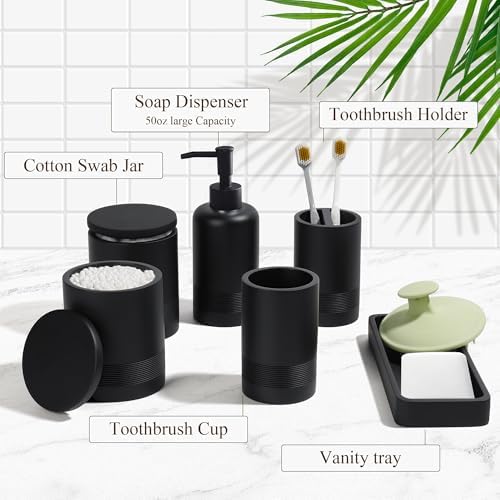 Modern Matte Black Bathroom Accessories Set 6-Piece