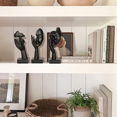 3 Piece Thinker Statue Black Resin Home Decor