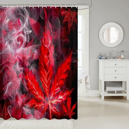 Erosebridal Cannabis Leaves Bath Curtain Set 1