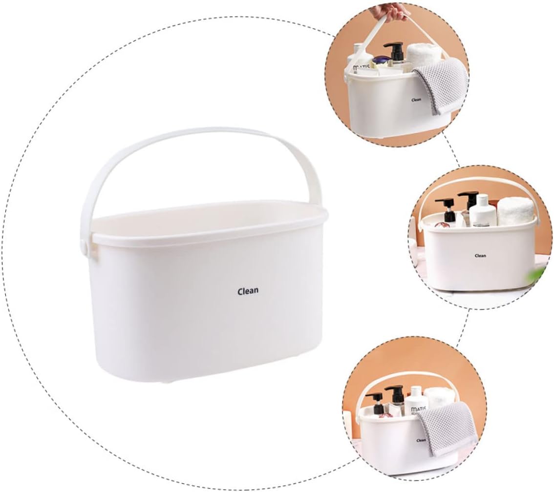 BESTOYARD 1Pc White Plastic Shower Basket with Handle