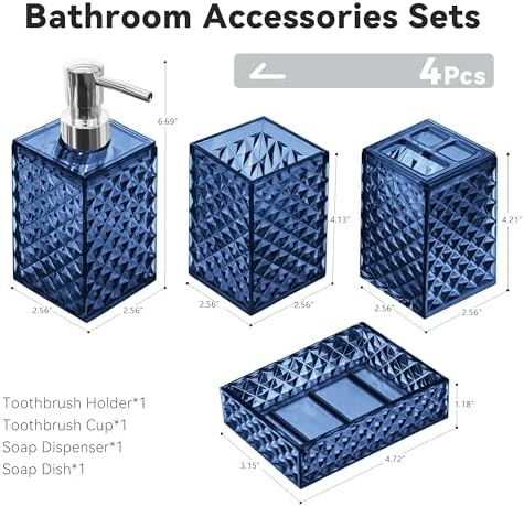 Seeatoo 4PCS Blue Bathroom Accessory Set