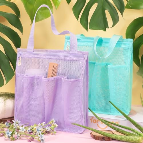 Portable Mesh Shower Caddy Purple for College Students and Travelers