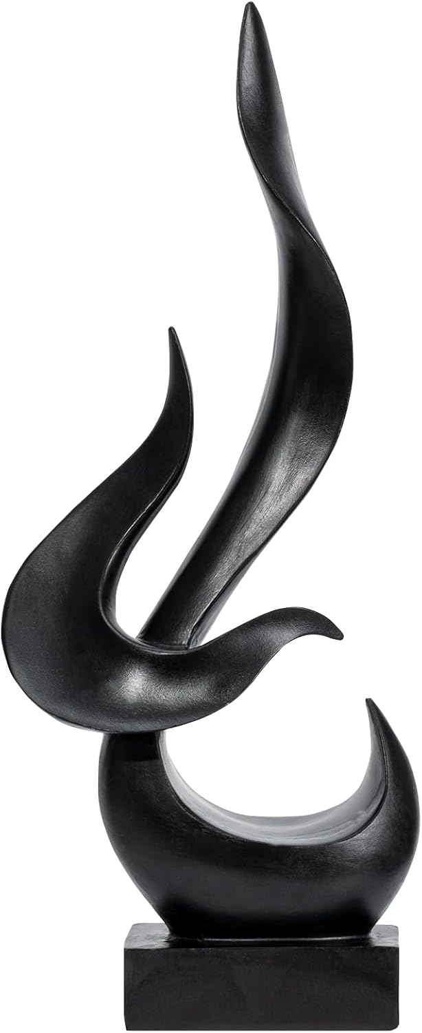 Modern Abstract Black Fire Flame Sculpture Art Statue