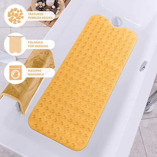 ROSMARUS Non-Slip Shower Mat 16x39 Inch Yellow